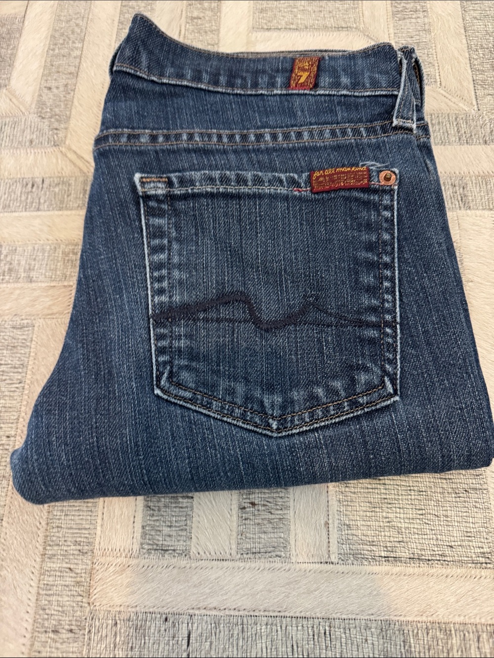 7 For All Mankind Women's Skinny Jeans in Dark Blue Denim